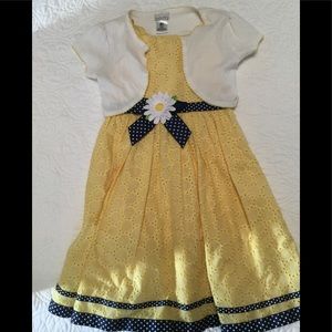 Girls Yellow Eyelet Sundress with White Shrug